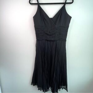 Jones New York Black 100% Silk Pleated Cocktail Dress with Ruched Empire Waist